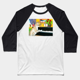 Funny Cat playing piano Cat 506 Baseball T-Shirt